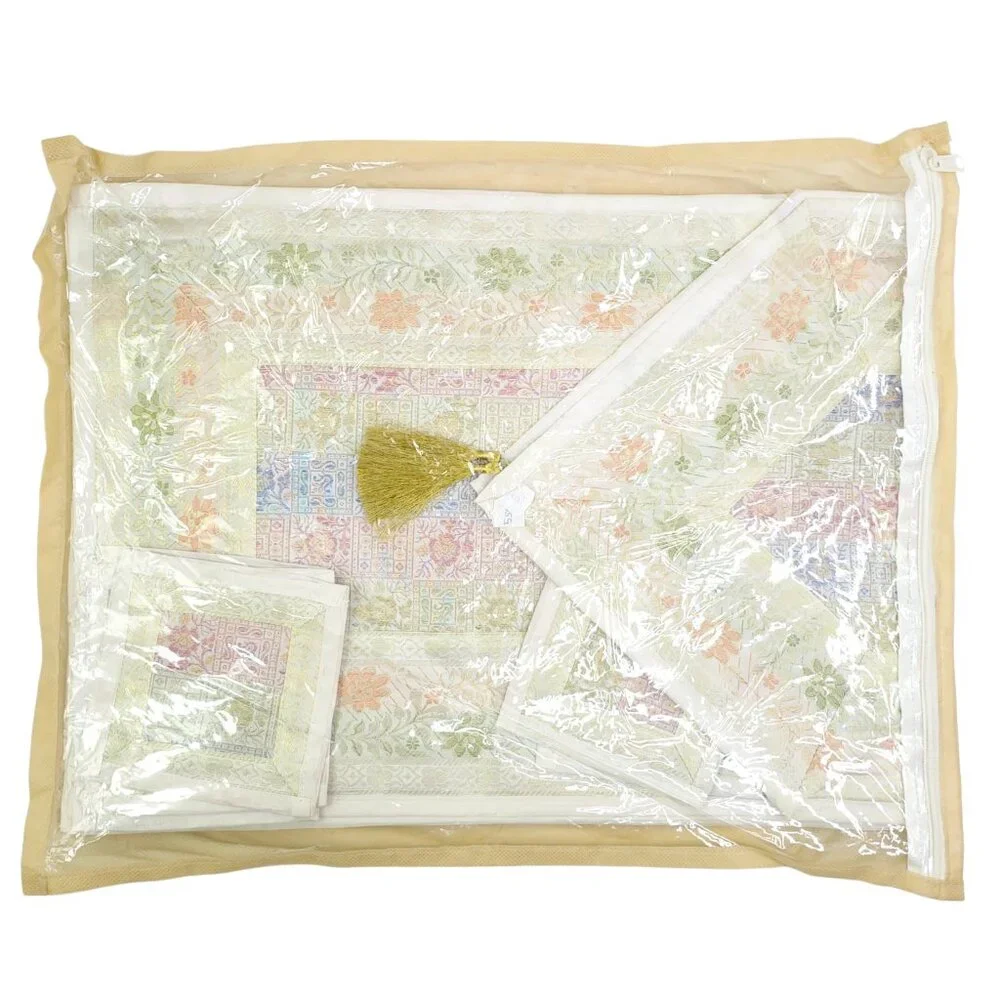 Pastel Floral Paisley Indian Zari Brocade 13-Piece Set